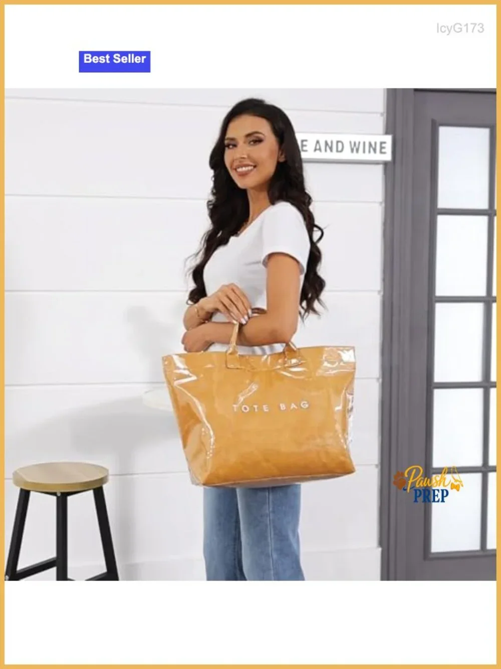 Large PVC Tote Bag with Letter Print, Clear Shopping Hobo Handbag for Travel